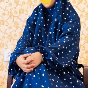 Islamic Prayer Dress for Women- Free Size (kids and adults)/Niskarakuppayam/Namaz Khimar(Blue and white star print). sizes available [ S , L , XL , 2XL ]