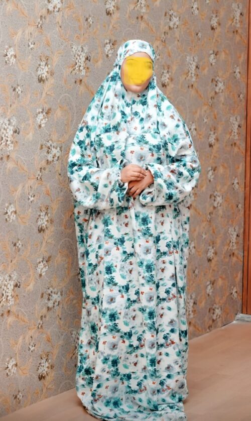 Islamic Prayer Dress for Women- Free Size (kids and adults)/Niskarakuppayam/Namaz Khimar(pink floral print with leaves print). sizes available [ S , L , XL , 2XL ] islamic namaz prayer dress