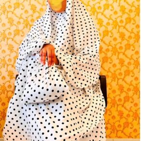 Islamic Prayer Dress for Women- Free Size (kids and adults)/Niskarakuppayam/Namaz Khimar(black and white polka dots print). sizes available [ S , L , XL , 2XL ]