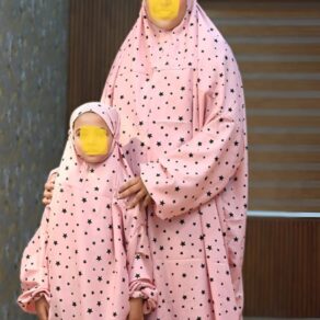 comfortable soft Islamic Prayer Dress for Women- Free Size (kids and adults)/Niskarakuppayam/Namaz Khimar(pink and black polka dots print). sizes available [ S , L , XL , 2XL ]