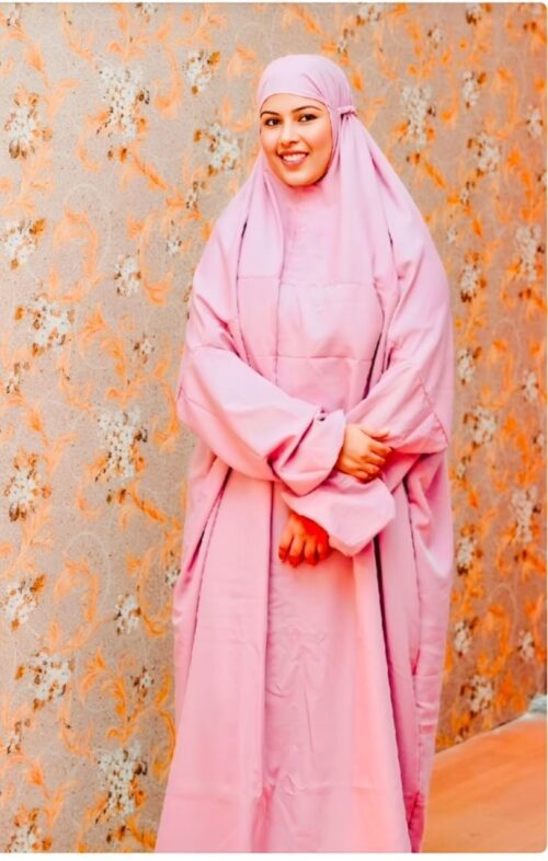 comfortable soft Islamic Prayer Dress for Women- Free Size (kids and adults)/Niskarakuppayam/Namaz Khimar (pastel pink print). sizes available [ S , L , XL , 2XL ]